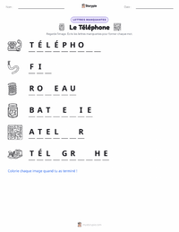 Aperçu de la feuille de travail imprimable Le Téléphone