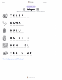 Prabaca lembar kerja cetak Telepon