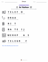 De Telefoon afdrukbare werkblad voorbeeld