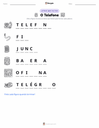 Prévia da folha de atividades imprimível O Telefone
