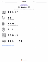 Telefon yazdırılabilir çalışma sayfası önizlemesi