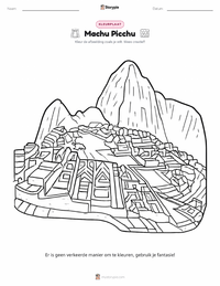 Machu Picchu kleurplaat voor kinderen