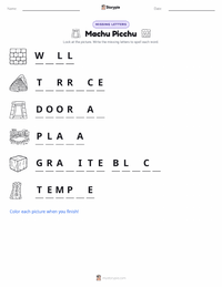 Machu Picchu printable worksheet preview