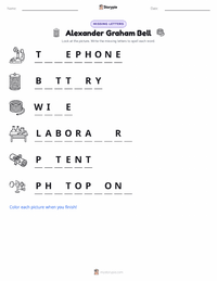 Alexander Graham Bell printable worksheet preview