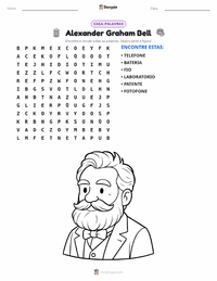 Prévia da folha de atividades imprimível Alexander Graham Bell