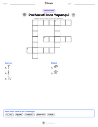 Pachacuti Inca Yupanqui printable worksheet preview