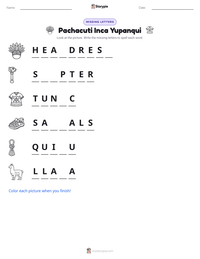 Pachacuti Inca Yupanqui printable worksheet preview