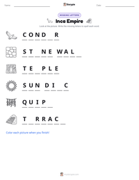 Inca Empire printable worksheet preview