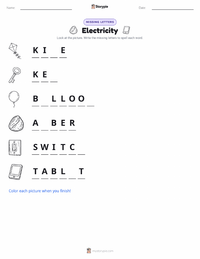 Electricity printable worksheet preview