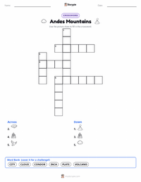 Andes Mountains printable worksheet preview