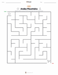 Andes Mountains printable worksheet preview
