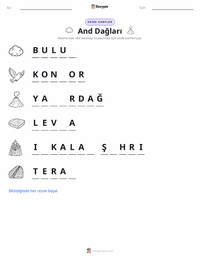 And Dağları yazdırılabilir çalışma sayfası önizlemesi