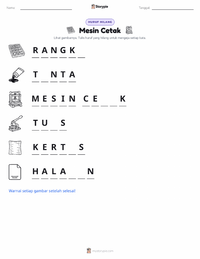 Prabaca lembar kerja cetak Mesin Cetak