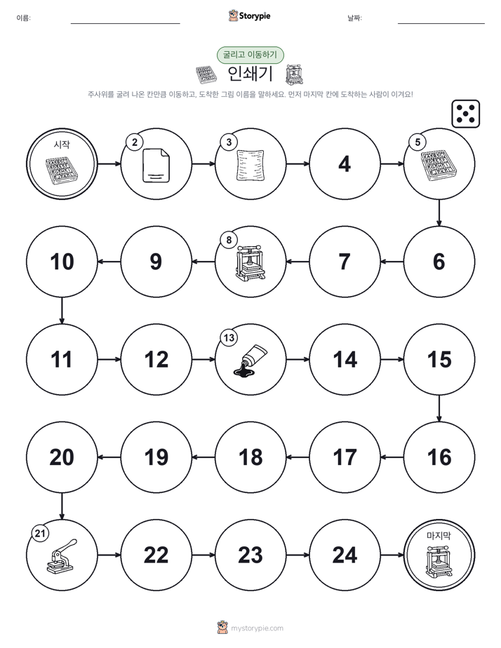 주사위 굴리고 이동하기 게임