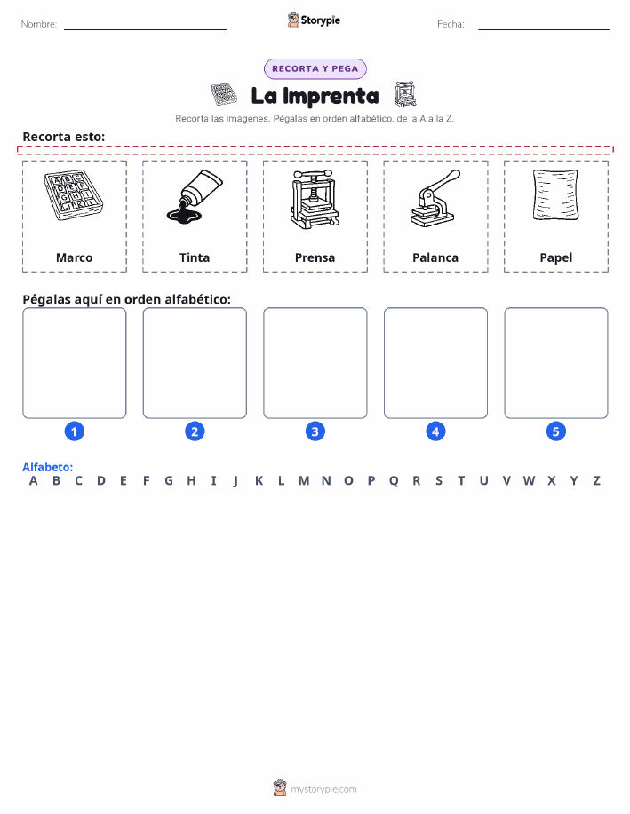 Cortar y Pegar el Alfabeto