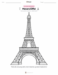 Prabaca lembar kerja cetak Menara Eiffel