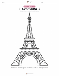 Pagina da colorare di La Torre Eiffel per bambini