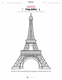 Trang tô màu Tháp Eiffel cho trẻ em
