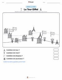 Aperçu de la feuille de travail imprimable La tour Eiffel