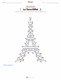 Vista previa de la hoja de trabajo imprimible de La Torre Eiffel