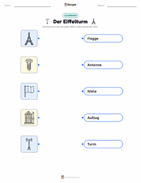 Der Eiffelturm druckbare Arbeitsblatt für Kinder