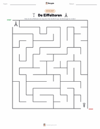 De Eiffeltoren afdrukbare werkblad voorbeeld