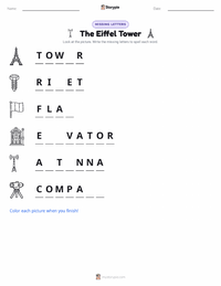 The Eiffel Tower printable worksheet preview