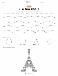 Vista previa de la hoja de trabajo imprimible de La Torre Eiffel