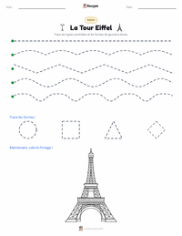 Aperçu de la feuille de travail imprimable La tour Eiffel