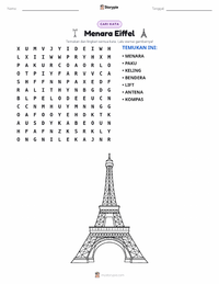 Prabaca lembar kerja cetak Menara Eiffel