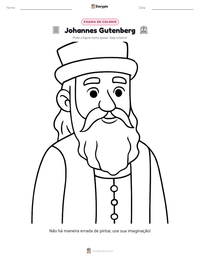 Prévia da folha de atividades imprimível Johannes Gutenberg