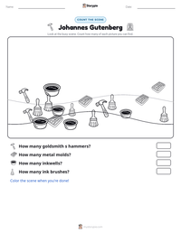 Johannes Gutenberg printable worksheet preview