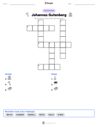 Johannes Gutenberg printable worksheet preview