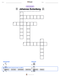 Aperçu de la feuille de travail imprimable Johannes Gutenberg