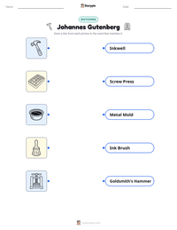 Johannes Gutenberg printable worksheet preview