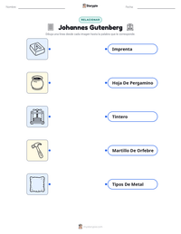 Vista previa de la hoja de trabajo imprimible de Johannes Gutenberg