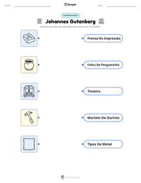 Prévia da folha de atividades imprimível Johannes Gutenberg