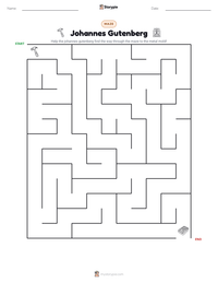 Johannes Gutenberg printable worksheet preview