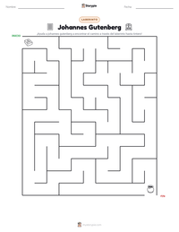 Vista previa de la hoja de trabajo imprimible de Johannes Gutenberg