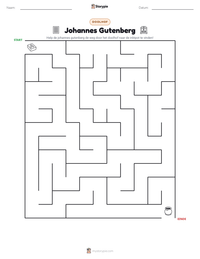 Johannes Gutenberg afdrukbare werkblad voorbeeld