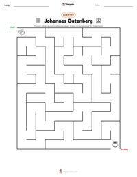 Podgląd drukowalnego arkusza ćwiczeń Johannes Gutenberg