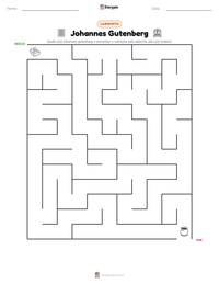 Prévia da folha de atividades imprimível Johannes Gutenberg
