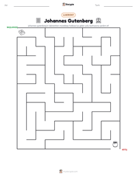 Johannes Gutenberg yazdırılabilir çalışma sayfası önizlemesi