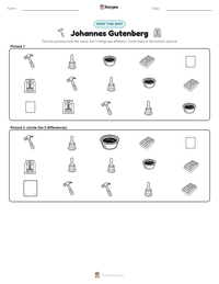Johannes Gutenberg printable worksheet preview