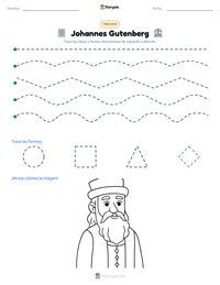 Vista previa de la hoja de trabajo imprimible de Johannes Gutenberg