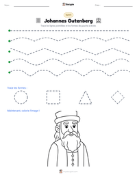 Aperçu de la feuille de travail imprimable Johannes Gutenberg
