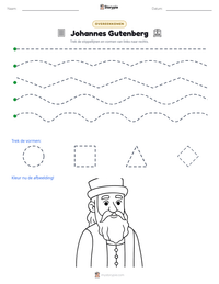 Johannes Gutenberg afdrukbare werkblad voorbeeld