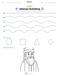 Prévia da folha de atividades imprimível Johannes Gutenberg