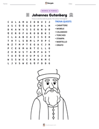 Anteprima della scheda stampabile di Johannes Gutenberg
