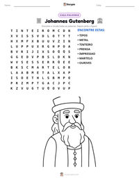 Prévia da folha de atividades imprimível Johannes Gutenberg